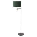 Vloerlamp Stang 1 lichts Zwart met Leeslamp en Kap Groen Velours