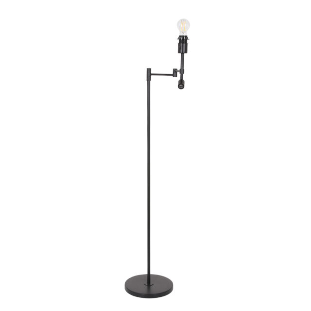 Vloerlamp Stang 1 lichts Zwart met Leeslamp en Kap Taupe Velours