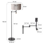 Vloerlamp Stang 1 lichts Zwart met Leeslamp en Kap Taupe Velours