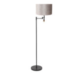 Vloerlamp Stang 1 lichts Zwart met Leeslamp en Kap Taupe Velours