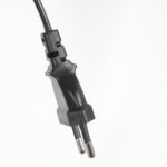 Vloerlamp Stang 1 lichts Zwart met Leeslamp en Linnen Kap Grijs