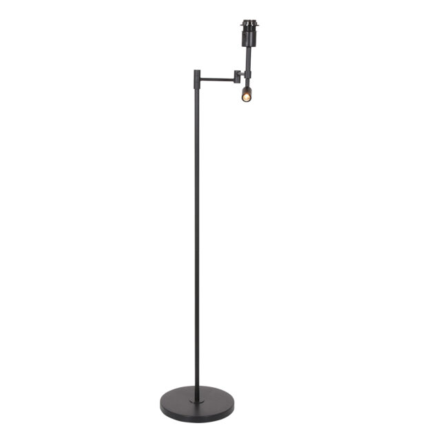 Vloerlamp Stang 1 lichts Zwart met Leeslamp en Linnen Kap Klei