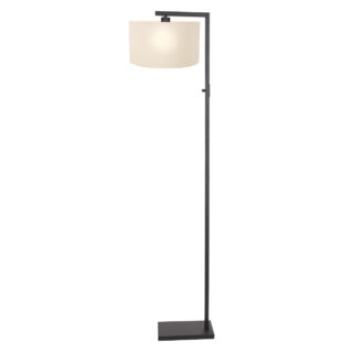 Vloerlamp Stang 1 lichts Zwart met Linnen Kap Grijs