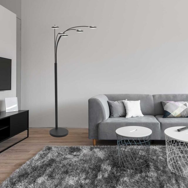 Vloerlamp Synna 5 Lichts Zwart 18