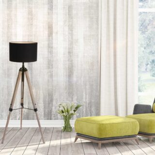 Vloerlamp Triek 1 lichts Hout/Zwart met Zwarte Stoffen Kap