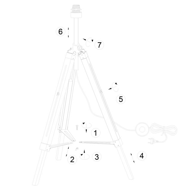 Vloerlamp Triek 1 lichts Hout/Zwart zonder Kap