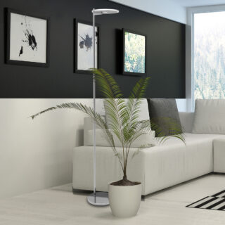 Vloerlamp uplight staal met helder glas