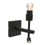 Wandlamp Stang 1 lichts Zwart met Leeslamp en Kap Taupe Velours