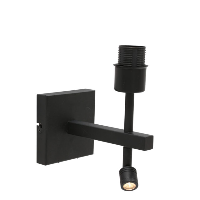 Wandlamp Stang 1 lichts Zwart met Leeslamp en Kap Taupe Velours