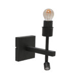 Wandlamp Stang 1 lichts Zwart met Leeslamp en Kap Taupe Velours