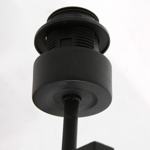 Wandlamp Stang 1 lichts Zwart met Linnen Kap Klei