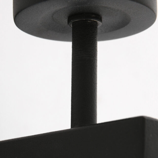 Wandlamp Stang 1 lichts Zwart met Linnen Kap Klei