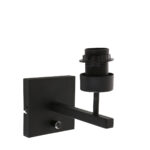 Wandlamp Stang 1 lichts Zwart met Linnen Kap Klei