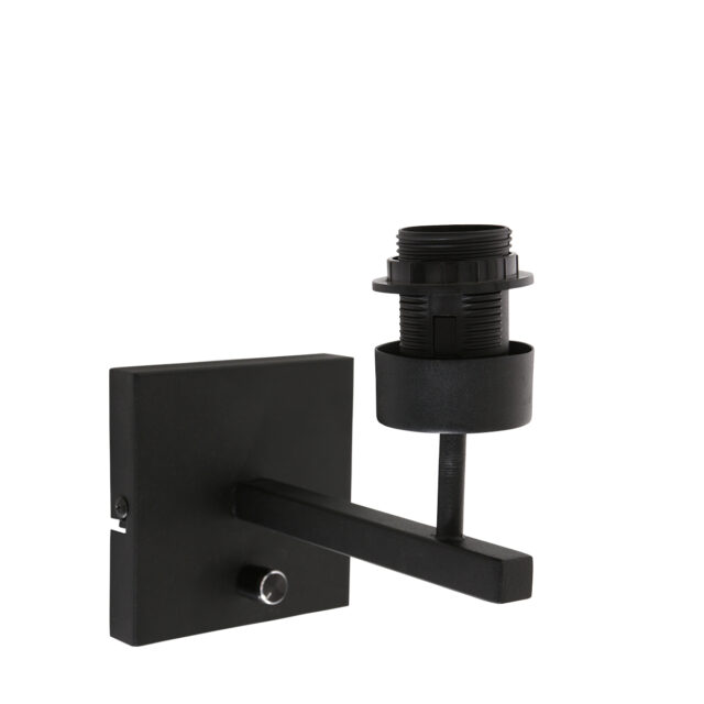 Wandlamp Stang 1 lichts Zwart met Linnen Kap Klei