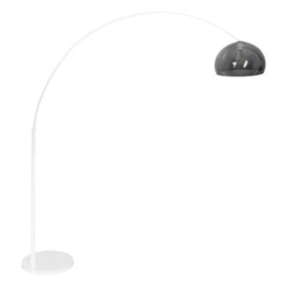 Witte booglamp met retro plexi grijze kap