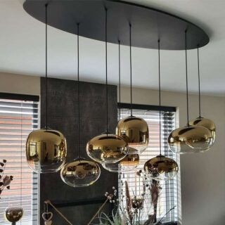 Zwarte ovale hanglamp Bellini | 8 lichts | verstelbaar | modern design