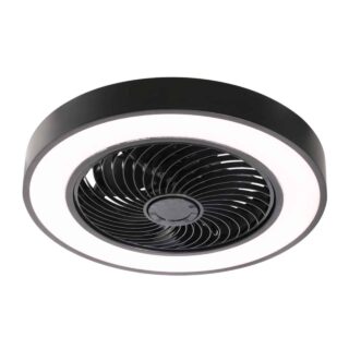 Zwarte Plafondlamp Fiato Met Ventilator 6 Draaisnelheden 3 Lichtsterkten O 50cm