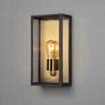 Grote buitenlamp zwart/goud met glas