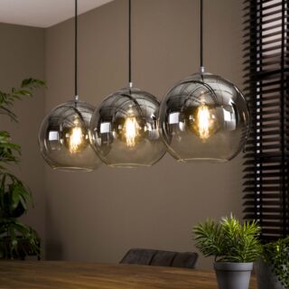 Hanglamp 3 lichts bubble shaded | Oud zilver