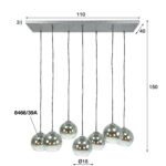 Hanglamp Bubble Shaded | 7 lichts | zilver / smoke | glas | dimbaar | modern / sfeervol design