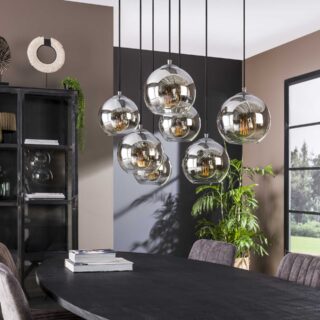 Hanglamp Bubble Shaded | 7 lichts | zilver / smoke | glas | dimbaar | modern / sfeervol design