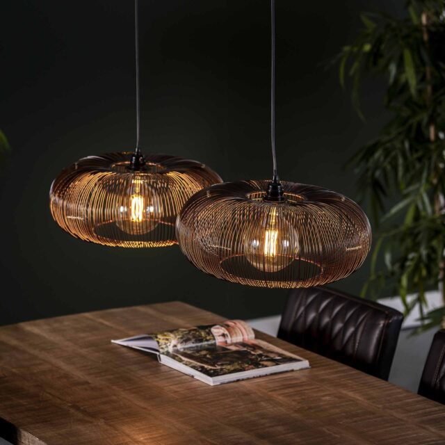 Hanglamp Copper Twist 2-lichts zwart nikkel Ø 43cm