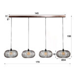 Hanglamp Copper Twist 4-lichts zwart nikkel Ø 34cm