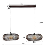Industriele Hanglamp Zwart 2 Lichts Draadstaal E27 Voor Eettafel