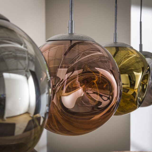 Landelijke 4 lichts eettafellamp met glas chroom | goud | koper