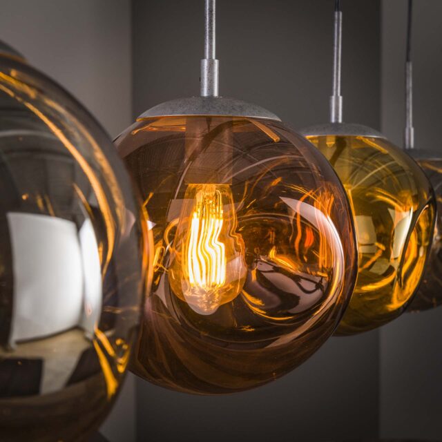Landelijke 4 lichts eettafellamp met glas chroom | goud | koper