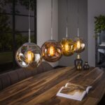 Landelijke 4 lichts eettafellamp met glas chroom | goud | koper