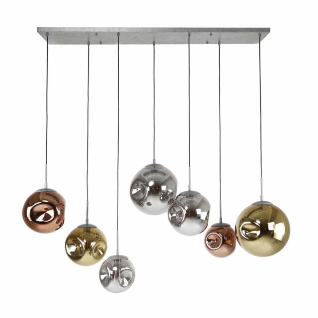 Moderne 7 lichts eettafellamp glas chroom | goud | koper