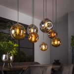 Moderne 7 lichts eettafellamp glas chroom | goud | koper