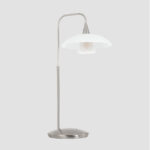 Moderne tafellamp staal met wit glas