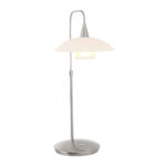 Moderne tafellamp staal met wit glas