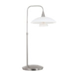 Moderne tafellamp staal met wit glas