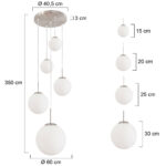 Retro 5 lichts hanglamp Bollique LED wit rond