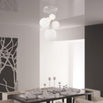 Retro 5 lichts hanglamp Bollique LED wit rond