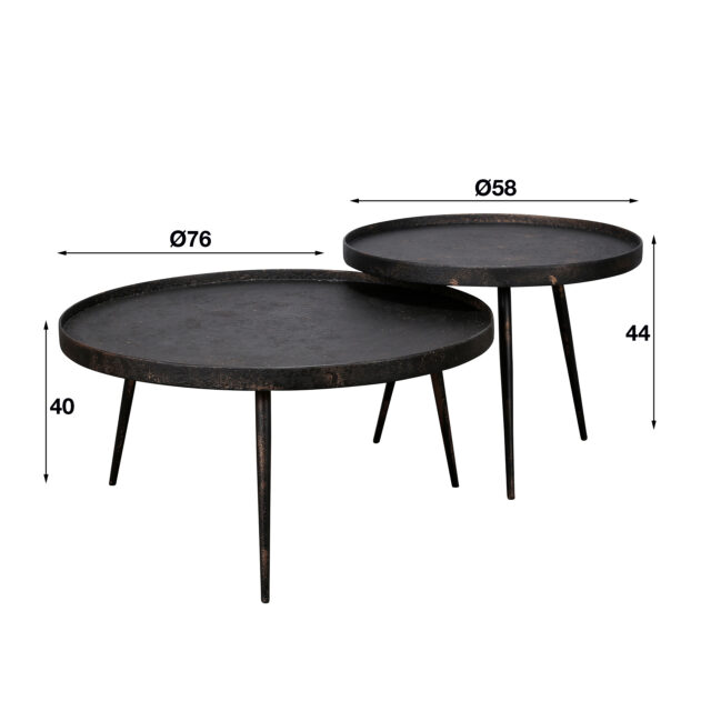 Salontafel set van 2 rond Metallic | Ø 76 cm | grijs - Afbeelding 2