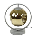 Tafellamp oud zilver met glas goud