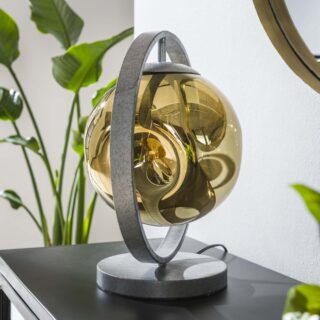 Tafellamp oud zilver met glas goud