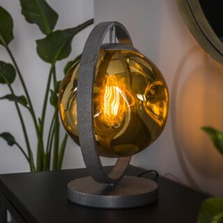 Tafellamp oud zilver met glas goud