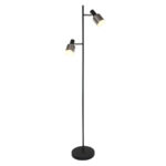 Vloerlamp Fjorgard | 2 lichts | zwart / staal | 155 cm hoog | dimbaar | modern design