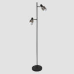 Vloerlamp Fjorgard | 2 lichts | zwart / staal | 155 cm hoog | dimbaar | modern design