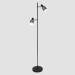 Vloerlamp Fjorgard | 2 lichts | zwart / staal | 155 cm hoog | dimbaar | modern design