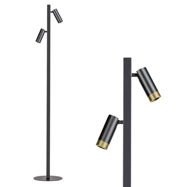 Vloerlamp Miller 2-lichts zwart