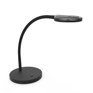 Zwarte bureaulamp met smoke glas