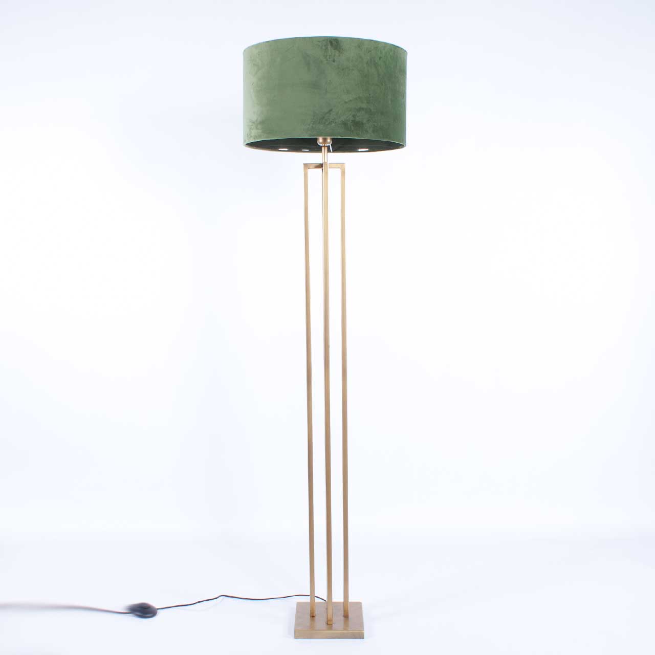 Brons kleurige vloerlamp | velours kapØ 45 cm groen