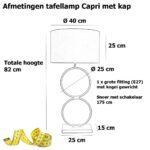 Tafellamp capri 2 ringen brons met velours kap zwart | goud