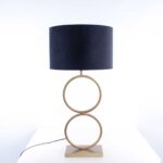 Tafellamp capri 2 ringen brons met velours kap zwart | goud
